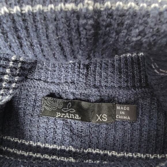 Prana Milani Sweater Dress Womens XS Navy White Stripe Long Sleeve Cowl Neck - Picture 4 of 9